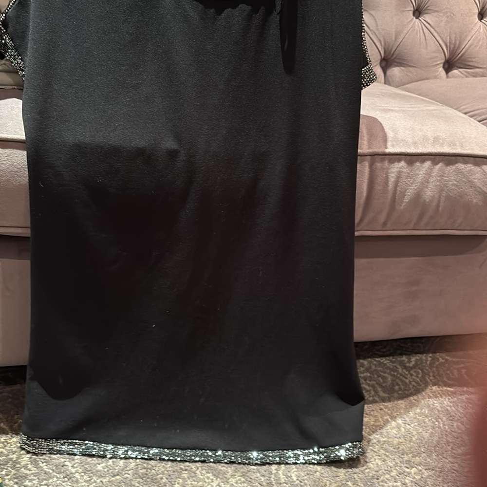 Lily Morgan black tunic dress top with silver trim in a - Picture 5 of 7